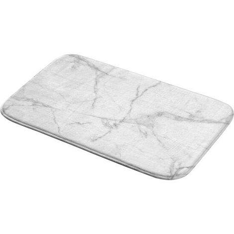 Tapis de bain 45 x 75 cm – Microfibre Imprimée Marbre - 45x75 cm - Blanc (1/4)