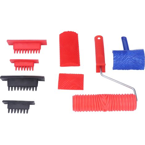 Rouleau à texture bois portable pour peinture murale et sol, outil de grainage en caoutchouc pour décoration DIY (1/5)