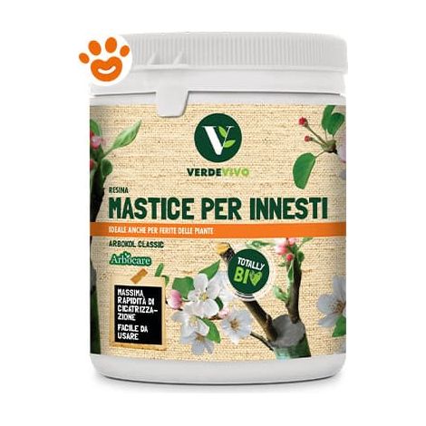 Mastice per innesti Arbokol 500 gr in barattolo composto da resine sintetiche a filmazione elastica ad azione vitalizzante cicatrizzante antibatterico
