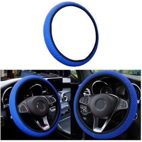 CSPARKV 36-40CM Couvre Volant Voiture Housse Volant Voiture en Microfibre de Soie Respirante Chaude en Hiver et Fraîche en été Antidérapante Inodore Durables Accessoires Volant Voiture (Bleu) (1/4)