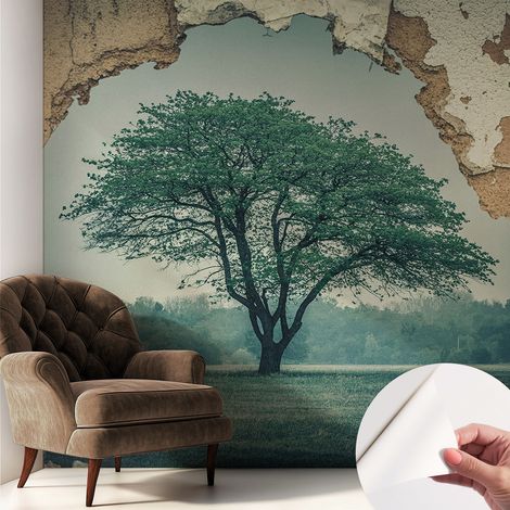 Carta da parati autoadesiva - impermeabile - murale da parete - decorazione murale - Albero solitario 250x250 cm (1/5)