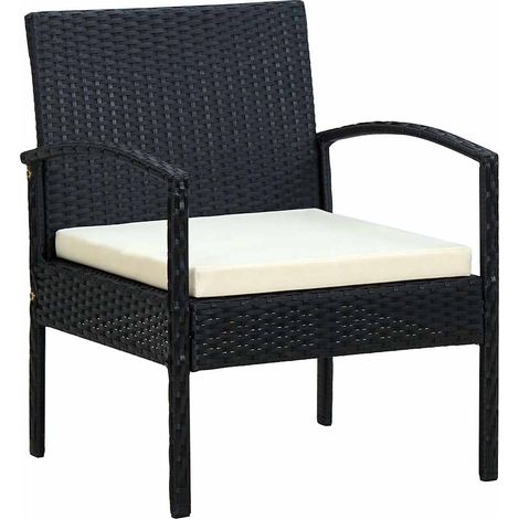 Chaise de jardin avec coussin-Chaise de terrasse-Chaise d'extérieur Résine tressée Noir 988293 (1/5)