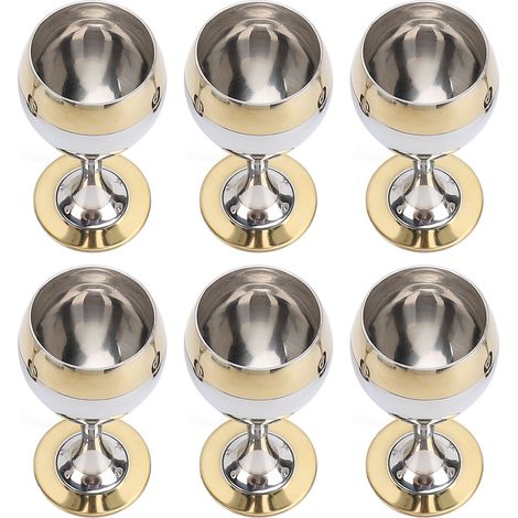 Ensemble de verres à vin en acier inoxydable de 60ml, 6 pièces, gobelets décoratifs fantaisie de Style européen, gobelets en métal incassables, cadeaux pour les amoureux (1/5)