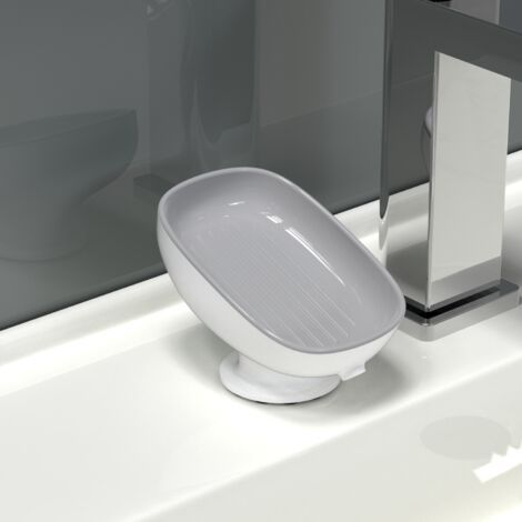 Porte-savon à ventouses grises, sans perçage, à fixer au mur, avec évacuation, pour toilettes et salle de bain, article phare d'Amazon