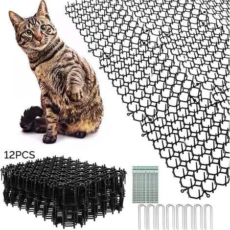 12 Pièces Tapis Anti-Chat avec Pointes, 20 x 15 cm Bandes de Picots en Plastique Tapis Répulsif Chat Pic Anti Chat, Répulsif de Pointes pour Jardin Anti Chiens, Chats (1/5)