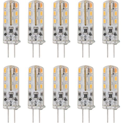 10 pièces G4 LED ampoule 1.5W DC12V blanc chaud 3000K 110LM Bi broches ampoules LED pour armoire éclairage cour (1/5)