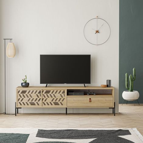 Decortie Dionysos Modern TV Stand Multimedia Centre TV Unit With Storage Cabinet 170cm - Oak (1/5)