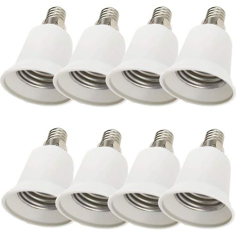 8 PCS E14 vers E27 Adaptateur de Douille , Ampoule LED Base Douille E14 à E26 Lamp Holder Converter (1/4)