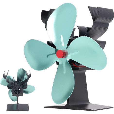 Ej.Life Holzofenventilator, 6 Flügel, wärmebetriebener Kaminventilator, leiser Ventilator mit Überhitzungsschutz für Weihnachten, blau (1/5)
