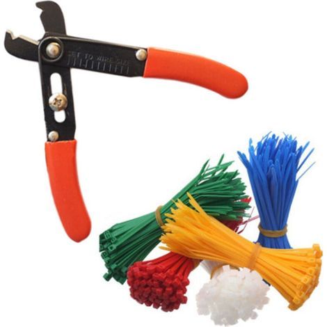 Lot De 200 Colliers De Serrage Colorés Avec Pince Coupante, Coupe-câble, Dénudeur