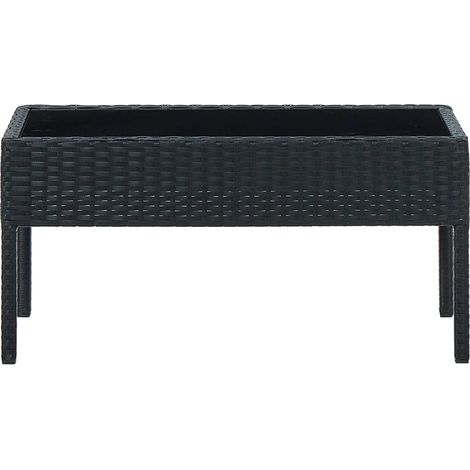 vidaXL Tavolo da Giardino Nero 75x40x37 cm in Polyrattan