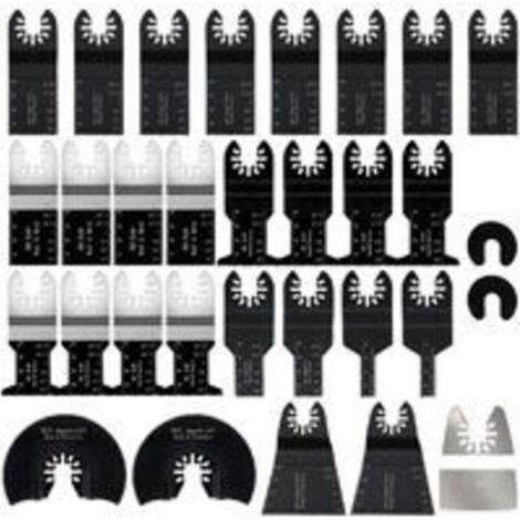 Set mit 31 oszillierenden Sägeblättern für Multifunktionswerkzeuge, Zubehör für oszillierende Multifunktionswerkzeuge, Universal-Sägeblätter für Bosch, Dewalt und Makita, zum Schneiden von Holz, Flies (1/5)