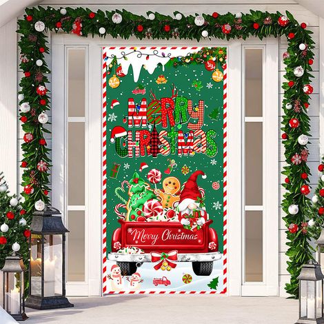 Nouvelle décoration adhésive de porte pour Noël, toile de fond festive, tapisserie murale pour porte de chambre, largeur de porte - SDMT-064 - 110 x 180 cm