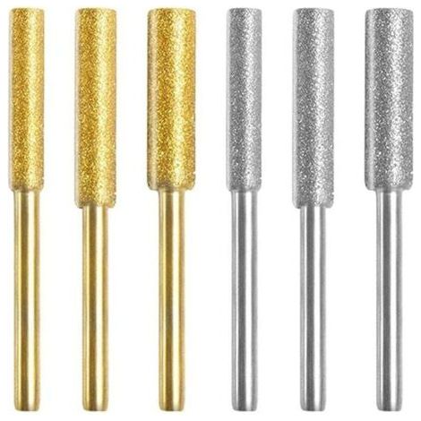 Diamant-Kettensägenschärfer, Kettensägen-Schärfsteine, hochharte, titanbeschichtete Schleifscheibe, 6 Schleifsteine in 3 verschiedenen Größen zum Schärfen und Schleifen