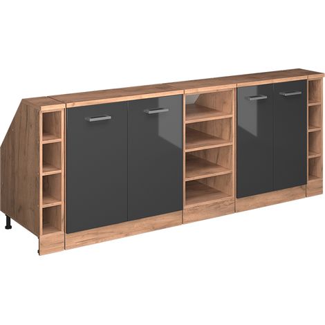 Armario de cocina para techo inclinado R-Line, Antracita alto brillo, 210 cm Lote de 5 carcasas de armario 60 cm de profundidad, Vicco (1/5)