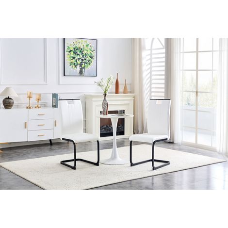 Chaises blanches polyuréthane lot de 2, design moderne minimaliste, forme arquée élégante (1/5)