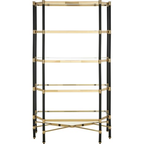 Interiors by Premier 5-Tier Shelf Unit, Modern Storage Solution, Gold Shelf Unit, Gold and Glass Shelving Unit, Gold Shelf Unit (1/5)