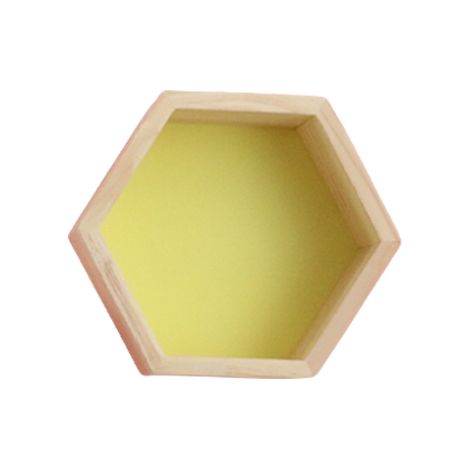 Étagère murale en bois massif présentoir étagère, forme de hexagonale en nid d'abeille (grande, jaune) (1/5)