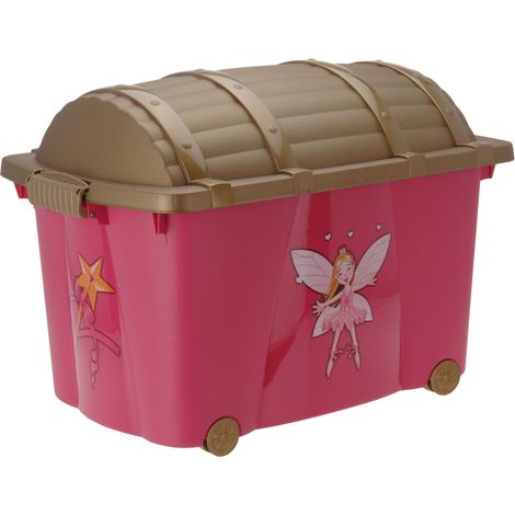Kinder Rollbox PRINZESSIN mit Deckel - 57 Liter - Aufbewahrungsbox Spielzeugkiste für Mädchen