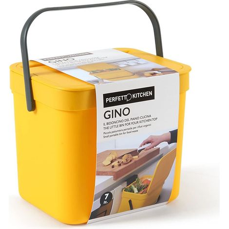 Perfetto PATTUMIERA UMIDO/RIFIUTI ORGANICI DA APPENDERE - coll. GINO - 7 lt. - Giallo (1/4)