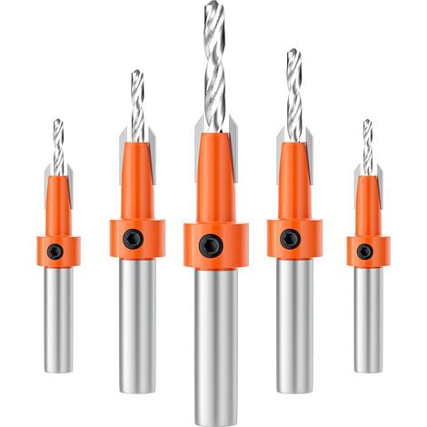 5pcs Foret Chanfrein à Bois Compteur HSS Conique 10MM Tige Hexagonale, Mèche à Fraiser Jeu de Forets à Chanfreiner pour le Travail du Bois (1/5)