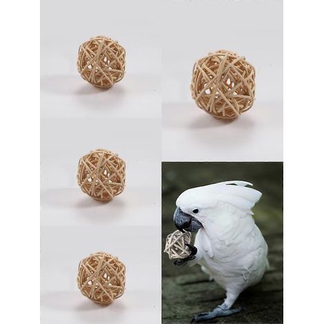 Lot de 5 boules en rotin de 5 cm, boules en osier pour oiseaux, perruches Quaker, conures, hamsters, etc. Idéal pour les loisirs créatifs et le bricolage. (1/4)