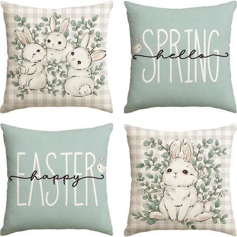 Set di 4 federe decorative 45x45 cm Primavera Pasqua Coniglio (1/5)