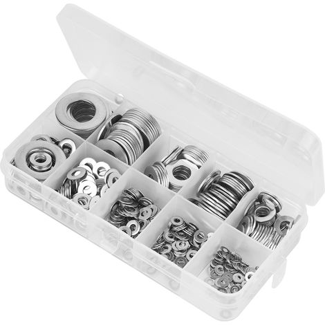 Jeu de 580 rondelles plates en acier inoxydable pour vis et écrous M2/M2.5/M3/M4/M5/M6/M8/M10/M12