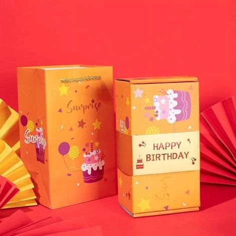 Boîte Surprise - Boîte à Cadeau avec Cœur Jaune Sauteur - Pour Fête des Amoureux Noël Anniversaire Mariage - 16 Pièces (1/3)