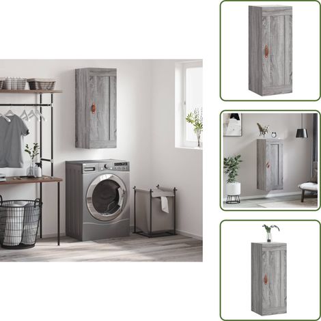 Armoire murale sonoma gris 34,5x34x90 cm bois d'ingénierie - Armoire Murale - Meuble Rangement - Étagère Murale - Placard Mural - Dressing Mural (1/5)