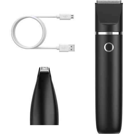 Tosatrice professionale per cani con batteria ricaricabile USB, impermeabile, silenziosa e dotata di 2 testine di taglio per zampe e orecchie - Nero
