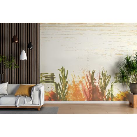 Papier peint fleuri herbes folles et flacons - 150 x 250 cm (1/2)