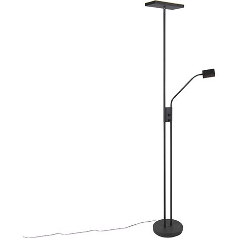 Modern Floor Lamp Black Incl. LED and Dimmer with Reading Light - Jazzy