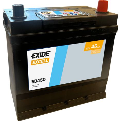 BATTERIE EXIDE EXCELL E2 12V 45AH 330A 220X135X225 +D EB450 (1/2)