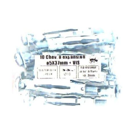 Pack de 10 Chevilles à expansion M5 BATIFIX diamètre 5 x 37mm + Vis (1/2)