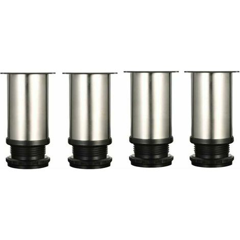 4 pieds réglables 8 cm, inox brossé, meubles, table, armoire, 0-15 mm, vis incluses (1/5)