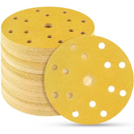 Schleifscheiben 150mm Klett 15 Loch Exzenterschleifer Yellow 15 Hold (1/5)