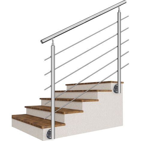 AICA Barandilla de escalera Montaje Lateral, Acero inoxidable 304, 150x116 cm, 5 Travesaños, para interior y exterior (1/5)