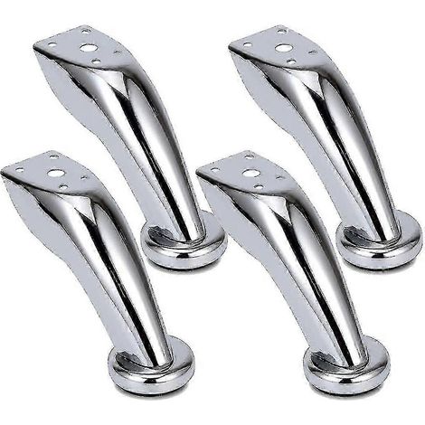 Pieds de meubles en acier inoxydable avec 4 pieds chromés pour canapé/armoire, robustes et durables, adaptés aux chaises, tabourets, armoires, etc. (1/5)