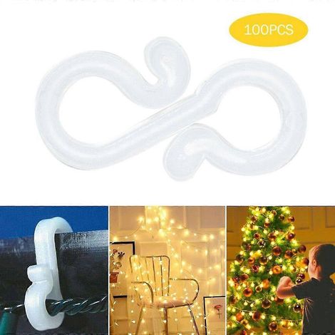 Lot de 100 crochets de suspension en forme de S pour guirlandes lumineuses de fête - Crochets multi-usages (1/4)