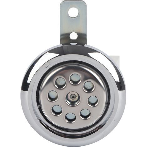 Avertisseur sonore universel moto 12V 105dB étanche 85mm avec grille nid d'abeille chromée (1/5)
