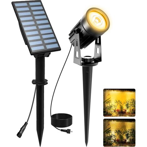 Spot Solaire Extérieur, Lumière Solaire Extérieure Puissante étanche IP65 Lampe Solaire Exterieur Jardin Auto ON/Off pour Jardin Allée Chemin 3000K (1/5)