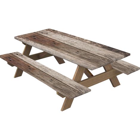 Nappes pour Table de Pique Nique avec Housses de Banc, Nappe Rectangulaire Ajustée Couverture de Table imperméable Élastique pour Extérieur, Jardin, Camping, Fête (Bois,30  72 Pouces) (1/5)