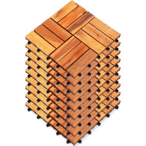 Set di 9 piastrelle per patio in legno di acacia, 30 x 30 cm. (1/5)