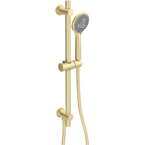 Signature Reflex Round Shower Slide Rail Kit with Three Function Handset - Brushed Brass (1/2)