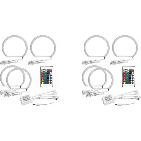 2er-Set 131 mm mehrfarbige RGB LED-Angel-Eyes-Halbkreis-Halo-Scheinwerfer für BMW 3er E36 (1990–2000) und E46