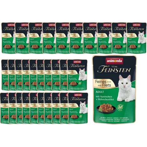 Animonda Vom Feinsten Adult Aliment humide pour chats adultes - Sachet de 85 g - Filet de lapin et de poulet 85 g