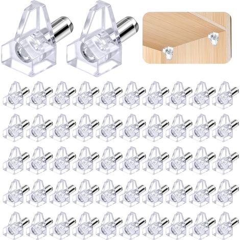 50 soportes de plástico transparente para estantes Adecuados para muebles de cocina, estantes, armarios, etc (1/5)