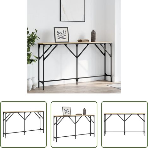vidaXL Mesa consola madera de ingeniería roble Sonoma 140x23x75 cm (1/5)