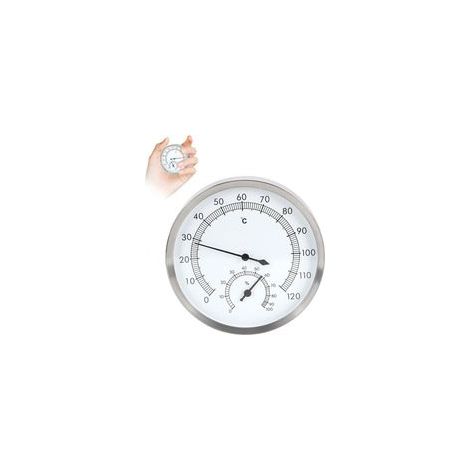 Thermohygromètre Analogique, 2 en 1 en Acier Inoxydable Thermomètre Hygromètre ThermoHygromètre Accessoire d'équipement pour la Maison, le Bureau, le Jardin, le Sauna Intérieur